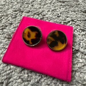 Circle Tortoise Shell Stud Earrings